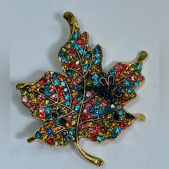 Multi Colored Maple Leaf Brooch - Picture 3 of 8